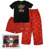 Minnesota Wild NHL Big Boys 3-piece Boxed Pajama Set, Red & Black