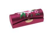Unique Bargains Hard Cuboid Shaped Deep Purple Flower Lipstick Purse