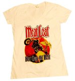 Meatloaf Bat out of Hell Womens V-Neck Juniors T-Shirt, Medium, White