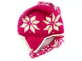 Nepal Hand Knit Large Lotus Leaf Sherpa Hat - Premium Cold Weather Hat with Ear Flaps & Soft, Warm & Comfortable Fleece Lining