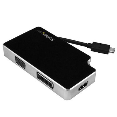 Startech.com Cdpvgdvhdb Travel A/v Adapter: 3-in-1 Usb-c To Vga Dvi Or Hdmi - Usb Type-c Adapter - 4k