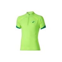 Asics Men's Shorts Sleeve Half Zip Running T-Shirt - Green Gecko