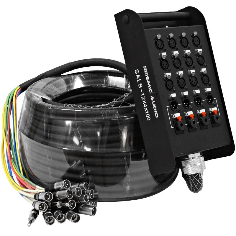 Seismic Audio - SALS-12x4x100 - 12 Channel 100' Pro Stage XLR Snake Cable (XLR & 1/4" TRS Returns) for Recording, Stage, Studio use