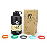 45 Degree Latitude Beer Growler, Enjoy Your Favorite Craft Beer Or IPA From The Comfort Of Your Own Home, Stainless Steel Growler 64 oz - Black
