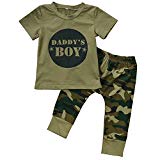 ZTICRTIO Baby Daddy's Boy Girls Clothes Short Sleeve T-Shirt Tops  Camouflage Long Pants Outfit Set (12-18 Months, Daddy's Boys)