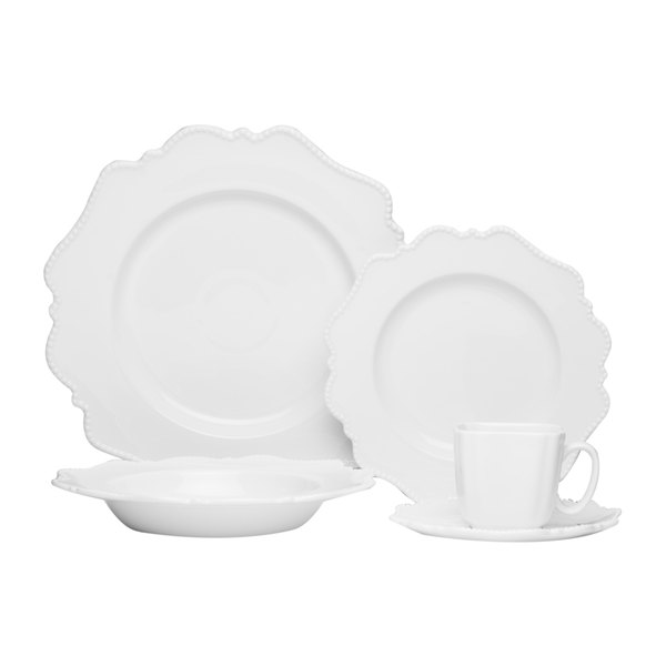 Red Vanilla PP100-905-4 Pinpoint White Dinner Set, 20 Piece