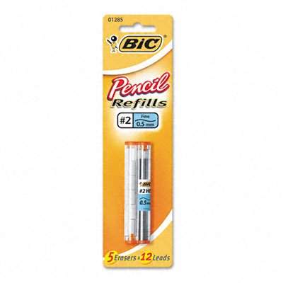 BIC LE557P1 - Lead/Eraser Refills for Atlantis/Clic Master/Velocity, 0.5mm, HB, BK, 12/Pack-BICLE557P1