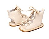 TheFound Baby Boys Girls Summer Lace Up Shoes Roman Sandals (12-18 M, Beige)