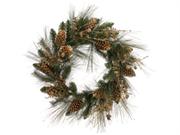 26 Artificial Gold Glitter Pine Cone and Berry Christmas Wreath