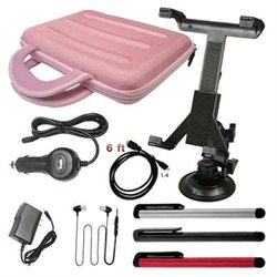 Premium Pink EVA Hard Carrying Case   Car Holder   Home Wall Charger   Car Charger   HDMI Cable 6 FT   3 Color Stylus Pen   Earphone w/mic for Motorola XOOM Android Tablet