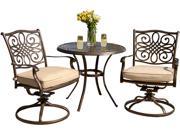 Hanover Traditions3pcsw Traditions 3-piece Outdoor Bistro Set With Two Swivel Rocker Chairs And 32" Round Table