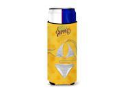 Carolines Treasures Bb8197muk Bikini Swimsuit Yellow Polkadot Michelob Ultra Hugger For Slim Cans