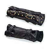 Punk PU Wash Gauntlet Gloves Metal Feeling Military Uniform Bronze Sleeve Gloves Rivet Mortorcycle Glove