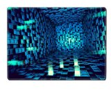 Figure Corridor Blue Lighted Cubes Placemat Pads Customized Made To Order Support Ready 15 6/8 Inch (400mm) X 11 13/16 Inch (300mm) X 1/8 Inch (3mm) High Quality Eco Friendly Cloth With Neoprene Rubber Luxlady Place Mouse Pad Desktop Mousepad Laptop Mousepads Comfortable Table Desk Kitchen Computer Mouse Mat Cute Gaming Mouse_Pad