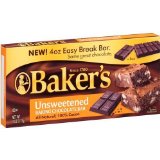 Baker's Unsweetened Baking Chocolate Bar, 4 Oz (Pack of 4)