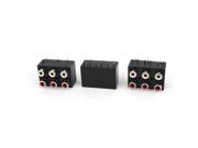 Unique Bargains Audio Video Plastic Case 6 Female Rca Plug Socket Av Concentric Connector 3 Pcs