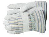 Bon 14-442 Leather Palm Work Gloves with Safety Cuff, Large, 1-Pair