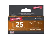 Arrow Fastener 257 T25 Round Crown Staple 7/16; 1000 Pk