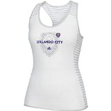 Adidas MLS Women's Orlando City Soccer Club Stripe Racer Sketchy Tank Top White - Medium