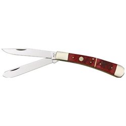 Paul Bunyon Trapper Pocket Knife with Red Pick Bone Handles
