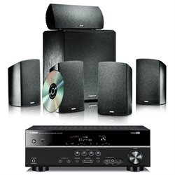 Yamaha RX-V375 5.1 Receiver with Definitive Technology Home Theater Speaker Package (Black)