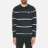 Lacoste Men's Crew Neck 'Made In France' Thin Stripe Sweatshirt - Black/Navy Blue/White - 5/L