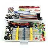 HJ Garden Electronic Component Assorted Kit for Arduino, Raspberry Pi, STM32 etc. 830 Breadboard   Jumper   Power Module   Resistor   Capacitor   LED   Switch (Pack of 458pcs)