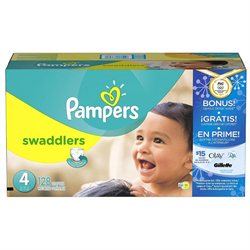 Pampers Swaddlers Size 4 Diapers Super Economy Pack with Bonus Sample Offer - 128 Count