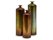 Set of 3 Warm Metallic Earth Tone Colored Decorative Bottles 17.5