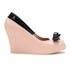 Melissa Women's Queen Peep Toe Wedges - Nude/Black