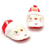 LiveBox Infant Baby Christmas Special Cotton Soft Sole Anti-Slip Prewalker Toddler Warm Shoes (S: 0~6 months, Santa Claus Red and White)
