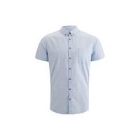 BOSS Orange Men's Erolles Short Sleeve Shirt with Contrast Buttons - Sky Blue