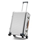 CHIEF OFFICER 26 Suitcase Aluminum Hardshell Spineer 3 Locks Rolling wheels Luggage (26inch, silver)