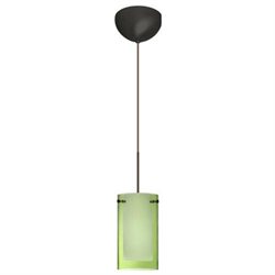 Pahu 1 Light Mini Pendant - Finish: Bronze, Glass Shade: Transparent Olive/Opal, Bulb Type: LED