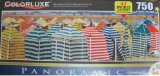 Colorluxe Panoramic Puzzle Collector Colorful Beach Huts Gijon, Asturias, Spain - 750 Piece Puzzle (37 Inches Long)