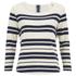 Maison Scotch Women's Breton Stripe 3/4 Sleeve T-Shirt with Zipper at Back - Multi - 3/UK 12
