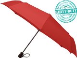 Crown Coast Umbrellas - Compact Red Travel Umbrella | Windproof 60 MPH - Frame Won't Break If Flipped Inside Out - Auto Open/Close Full Size Canopy - 6000 Opens Durable - Lifetime Guarantee