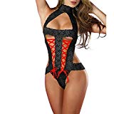fbR8wawOKPHoYL9 Womens Sheer Lace Trim Lingerie Strappy Back Mesh Babydoll， Sexy Underwear Spice Suit Temptation Underwear (Black)