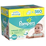 Pampers Natural Clean Wipes 5x Box 360 Count 360 CT (Pack of 2)