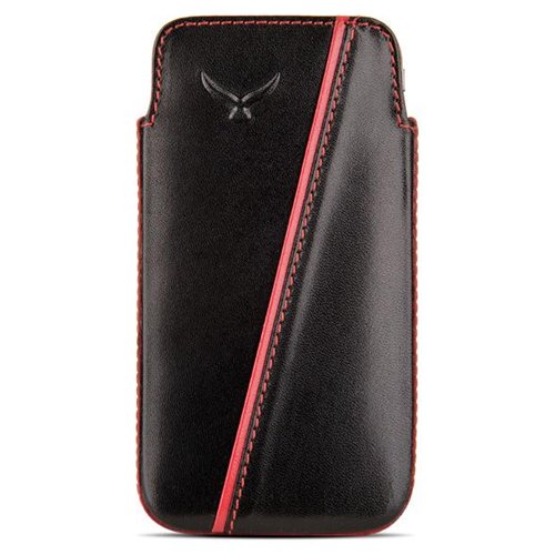 Zela Deigo Slim Pouch iPhone 4/4S Phone Wallet Black- Red - Leather