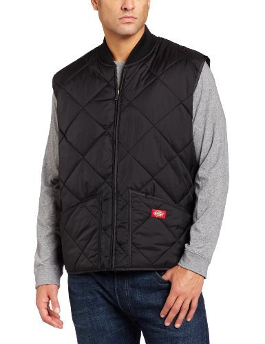 Dickies Mens Diamond Quilted Nylon Vest, Black, 2X