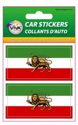 2 Iran Persian Lion Country Flag Set of Small Automobile Bumper Stickers Decals ... 1 3/8 X 2 3/4 Inches ... New in Package
