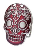 Aztec Skull Red Belt Buckle