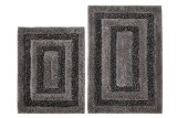 Cotton Craft - 2 Piece Bath Rug Set - Tweed Race Track - Grey Black - 100% Pure Cotton with Spray Latex Back - High Quality and absorbent - Super Soft and Plush - Hand Tufted Heavy Weight Durable Construction - Larger Rug is 21x32 Oblong and Second rug is Oblong 18x24 - Other Styles available - New Scroll, Greek Key, Palm Tree, Grid Stripe, Reversible Race Track, Pebble and Solid Reversible - Easy care machine wash