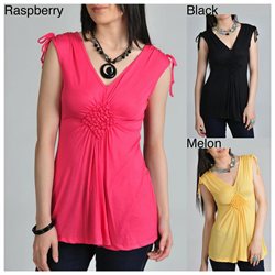 24/7 Comfort Apparel Women's Smocked Diamond Top