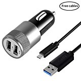For Samsung Galaxy S9 Car Charger, JOMOQ USB Type C Retractable Coiled Charger, also for Samsung Galaxy note8/S8/S8 Plus, ChromeBook Pixel,Nexus 6P, LG G5 Nexus 5X, OnePlus 5T, HUAWEI Mate10 and More