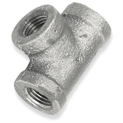 Reducing Tee,2 1/2 x 2 1/2 x 1 1/4 In,NPT,Galvanized Malleable Iron,300 PSI WOG