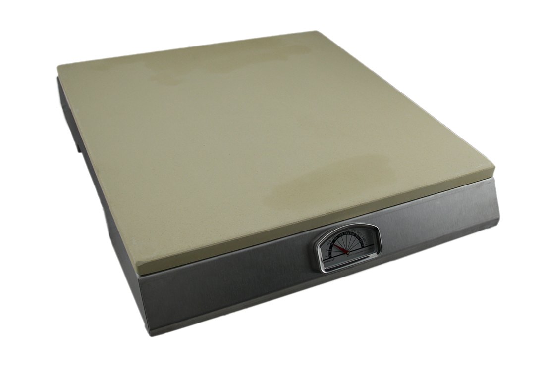 PizzaCraft 15-in. Square Pizza Stone with Stainless Steel Frame & Thermometer