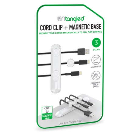 Cord Clip With Magnetic Base - 3-pack