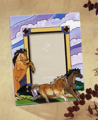 Joan Baker Designs PFR3560 Wild Horses Art Glass Photo Frame